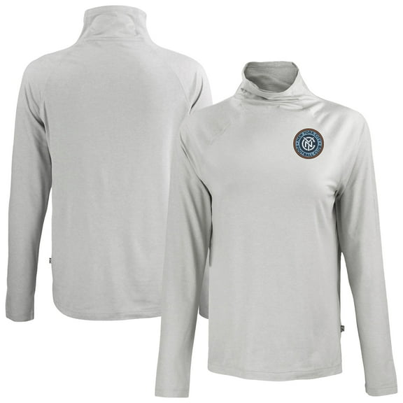 Women's-Cutter & Buck  Gray New York City FC Coastline Epic Comfort Eco Recycled Funnel-Neck Top