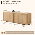 thumbnail image 3 of KeyWhat TV Stand for TVs Up to 80", Modern Entertainment Center with Storage, TV Console with Handle-Free Hidden Doors Design for Living Room, Natural Oak, 3 of 9