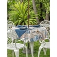 thumbnail image 2 of Outdoor Tablecloth with Umbrella Hole and Zipper, Blue Beige Coastal Round Table Cloth 60 Inch Waterproof Tablecloth, Beach Starfish Summer Eucalyptus Vintage Picnic Table Cover for Patio Camping, 2 of 7