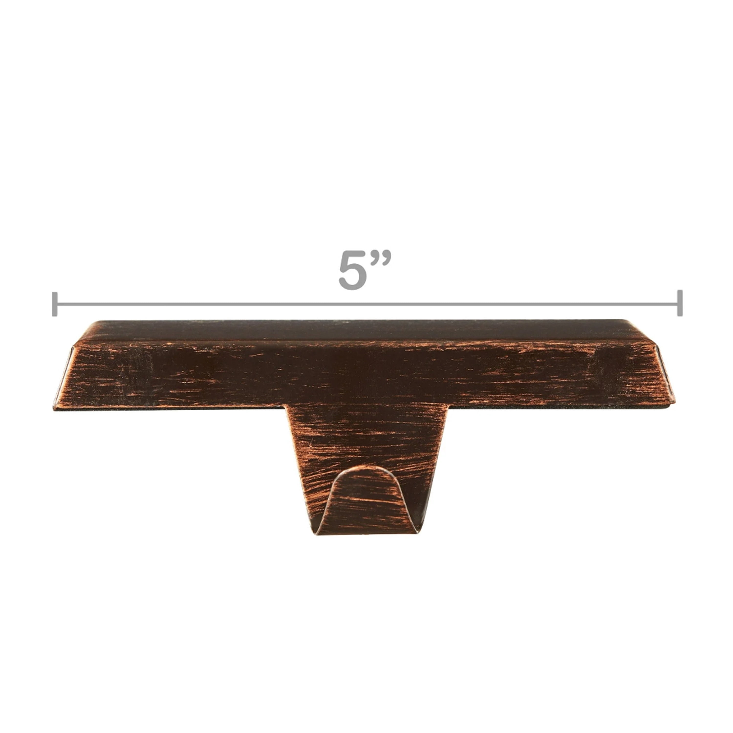 Holiday Time  2-Count Brushed Brown Metal Christmas Stocking Holders, 5 inch