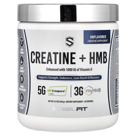 SteelFit Creatine + HMB, Unflavored, 8.5 oz (240 g)