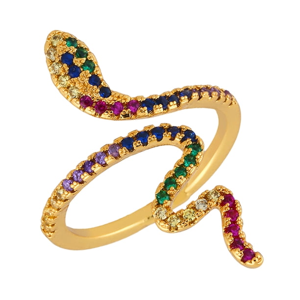 EeaseMX Anillo de serpiente de cristal para nudillos, anillo abierto retro para mujeres y adolescentes.