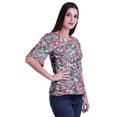 thumbnail image 3 of Moomaya Haut Col Rond Imprimé pour Femme Blouse Manches Coude Tunique Formelle Wear, 3 of 5