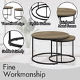 thumbnail image 3 of Nesting Coffee Table Set of 2, 27'' Round Coffee Table,Wood Marble Pattern Top with Metal Frame,End Table Side Tables for Living Room,Bedroom,Balcony,Yard, 3 of 7