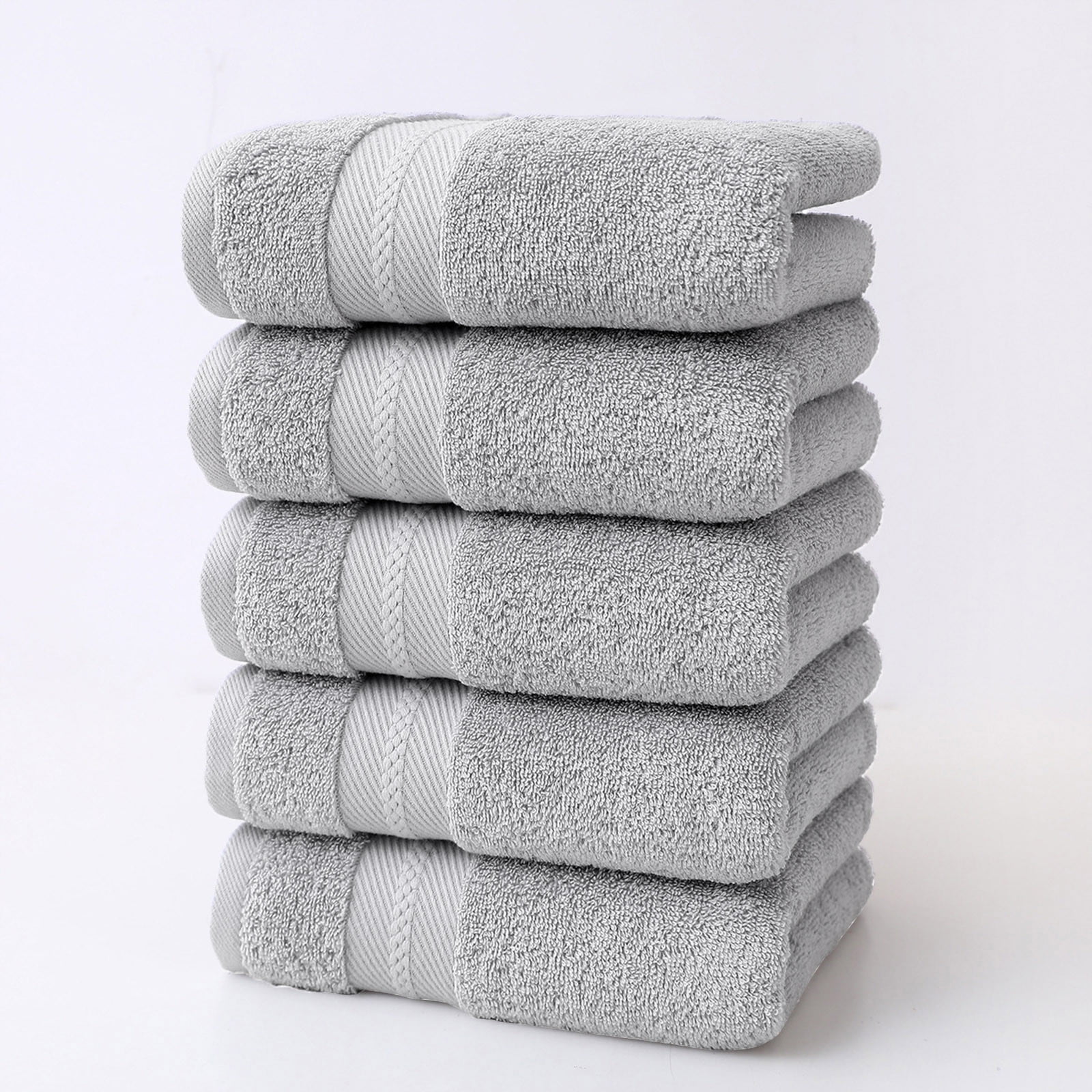 Slhenay Bath Towels, Cotton Towel Set for Bathroom, Hotel, Gym, Spa, Soft Extra Absorbent Quick Dry 28*14 Inch 5 Pcs Gray