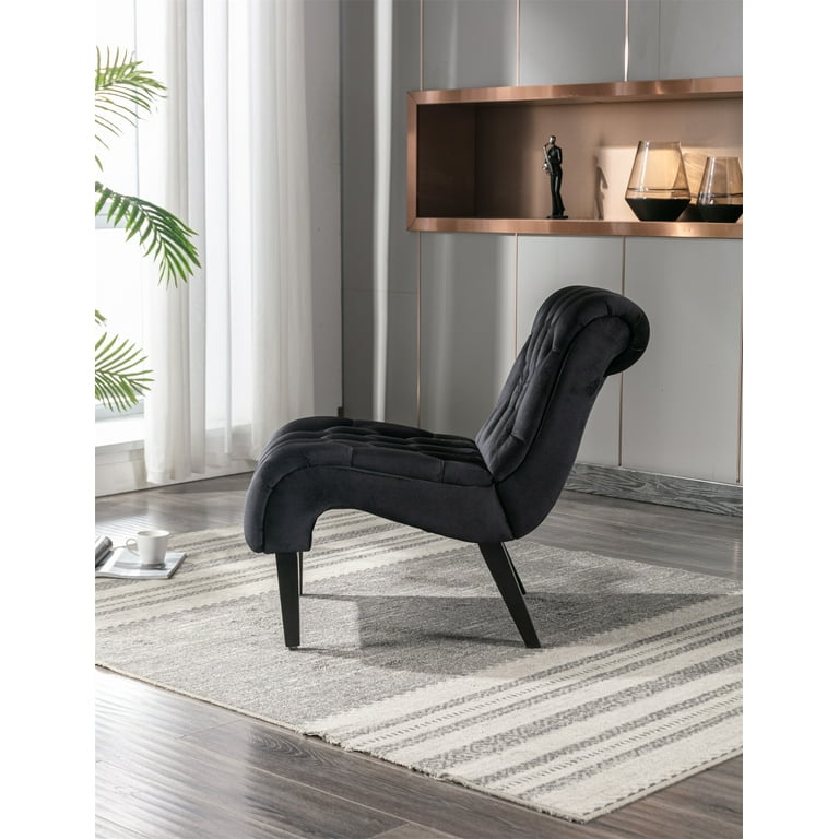 Contemporary Designed Upholstered Accent Chair With Curved