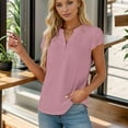 thumbnail image 3 of Women's Short Sleeve V - Neck Blouse With Button - Down Front Design, 3 of 5