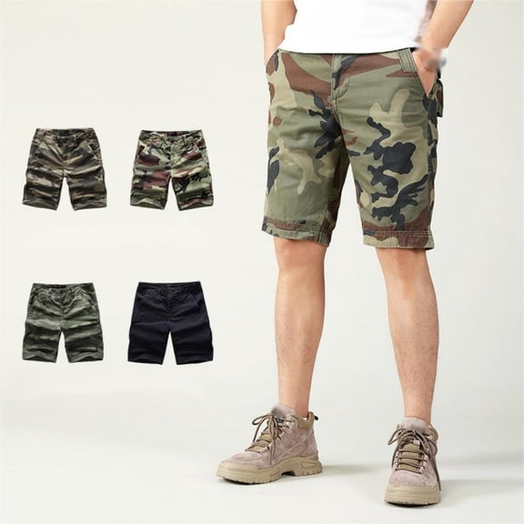 LYMAYTER Men's Casual Shorts Lightweight Comfort Camouflage Shorts Outdoor XS-2XL