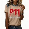 thumbnail image 5 of Women's 911 25th Anniversary Tshirt Patriotic Memorial Graphic Tee 9/11 25th Anniversary Tshirt We Will Never Forget Short Sleeve Tee, 5 of 5