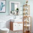 thumbnail image 3 of Topbuy Square Vanity Makeup Mirror Bathroom Wall Mirror w/ Holding Shelf White, 3 of 8