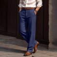 thumbnail image 4 of JoveMarine Men's Linen Pants Casual - Lightweight Breathable Summer Trousers with Drawstring Elastic Waist, Everyday Comfort,Navy 2XL, 4 of 5