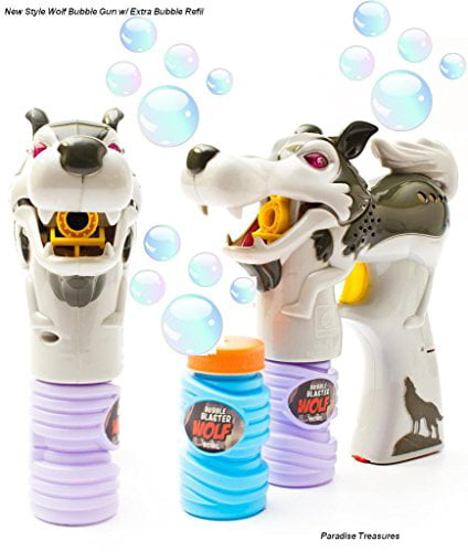 LIGHT UP BROWN WOLF BUBBLE GUN WITH SOUND endless toy bubbles maker machine NEW 