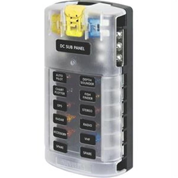 Blue Sea ST Blade Fuse Block w/ Cover - 12 Circuit w/ Negative Bus