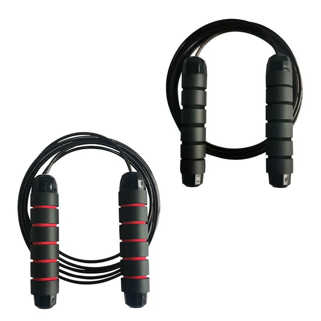 Jump Rope, Ball Bearings Tangle-Free Rapid Speed Cable Skipping Rope, Adjustable Jumping Ropes for Men, Women and Kids,Black+red