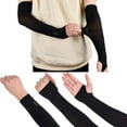 thumbnail image 4 of 3 Pairs UV Compression Sun Protection Arm Sleeves Black Cooling Summer Sunscreen Outdoors Long Sleeve with Thumb Holes to Cover Tattoo for Women Men Sports Workouts Cycling Driving Baseball, 4 of 8
