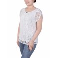 thumbnail image 2 of NY Collection Women's Petite Lace Petal Sleeve Top, 2 of 4