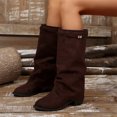thumbnail image 4 of Women's Chunky Heel Mid Calf Boots, Pointed Toe Straight Tube Metal Buckle Design with Breathable Lining, Trendy Boots for Daily Party Gift, 4 of 4