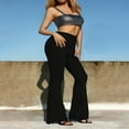 thumbnail image 4 of Women Close-fitting Flared Pants Solid Color High Waist Trousers, 4 of 5