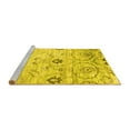 thumbnail image 2 of Ahgly Company Machine Washable Indoor Square Abstract Yellow Contemporary Area Rugs, 7' Square, 2 of 4