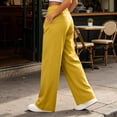 thumbnail image 5 of Cagogo Women Plus Size Wide Leg High Waisted Trousers with Pockets Solid Casual Loose Long Pants Trousers Workout, Yellow 2XL, 5 of 9