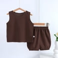 thumbnail image 2 of Kogui Baby Boy Sets Baby Boy Clothes Short Sleeve Front Pocket Tshirt Plaid Shorts Set Toddler Outfit 6 12 Months (Brown,6-12 Months), 2 of 3