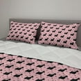 thumbnail image 2 of Scottie Dog Comforter & Sham Bedding Set, Hairy and Fluffy Adult Terrier and Bones on Pink Background, 3 pcs Duvet Set Microfiber Filling Quilt, 5 Sizes, Pale Pink and Black, by Ambesonne, 2 of 4
