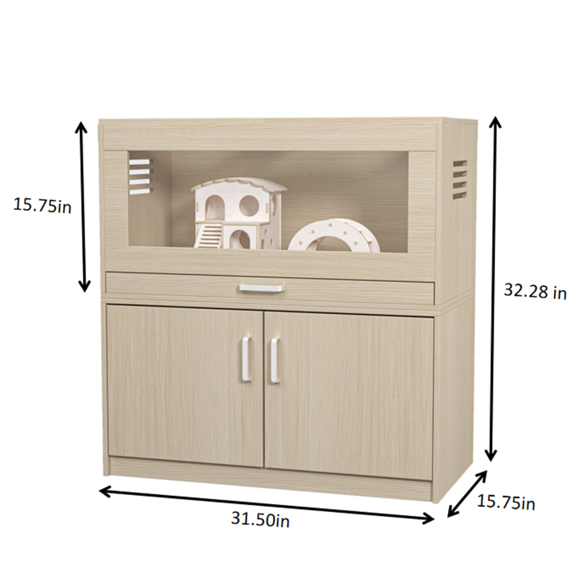 YIYADO Wooden hamster cage, hamster cage with separate storage cabinet, ventilated guinea pig cage, pet villa, pet supplies, Brown