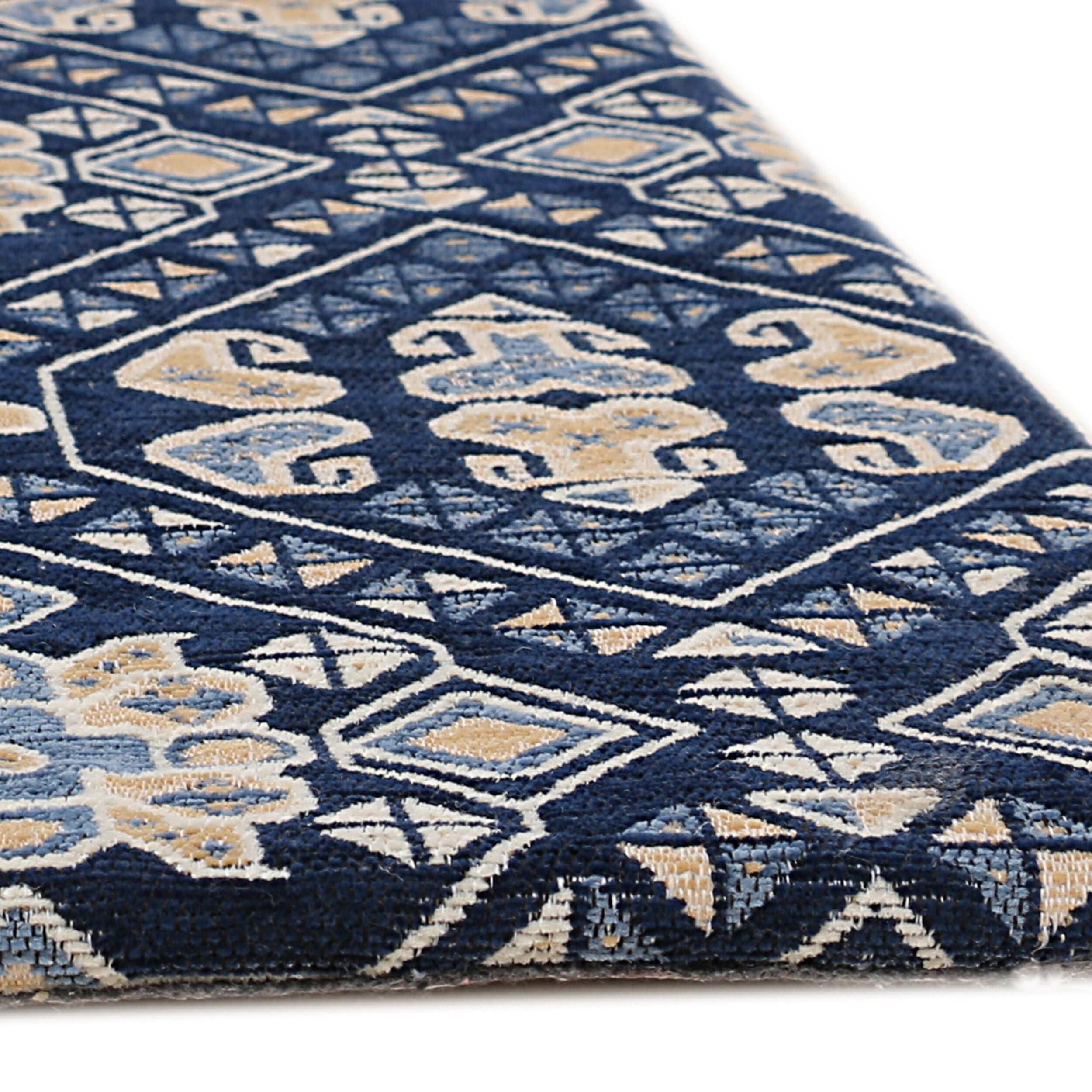 RugSmith Navy Geometric 20in. X 36in. Anti-Fatigue Kitchen Mat - 20"x36"