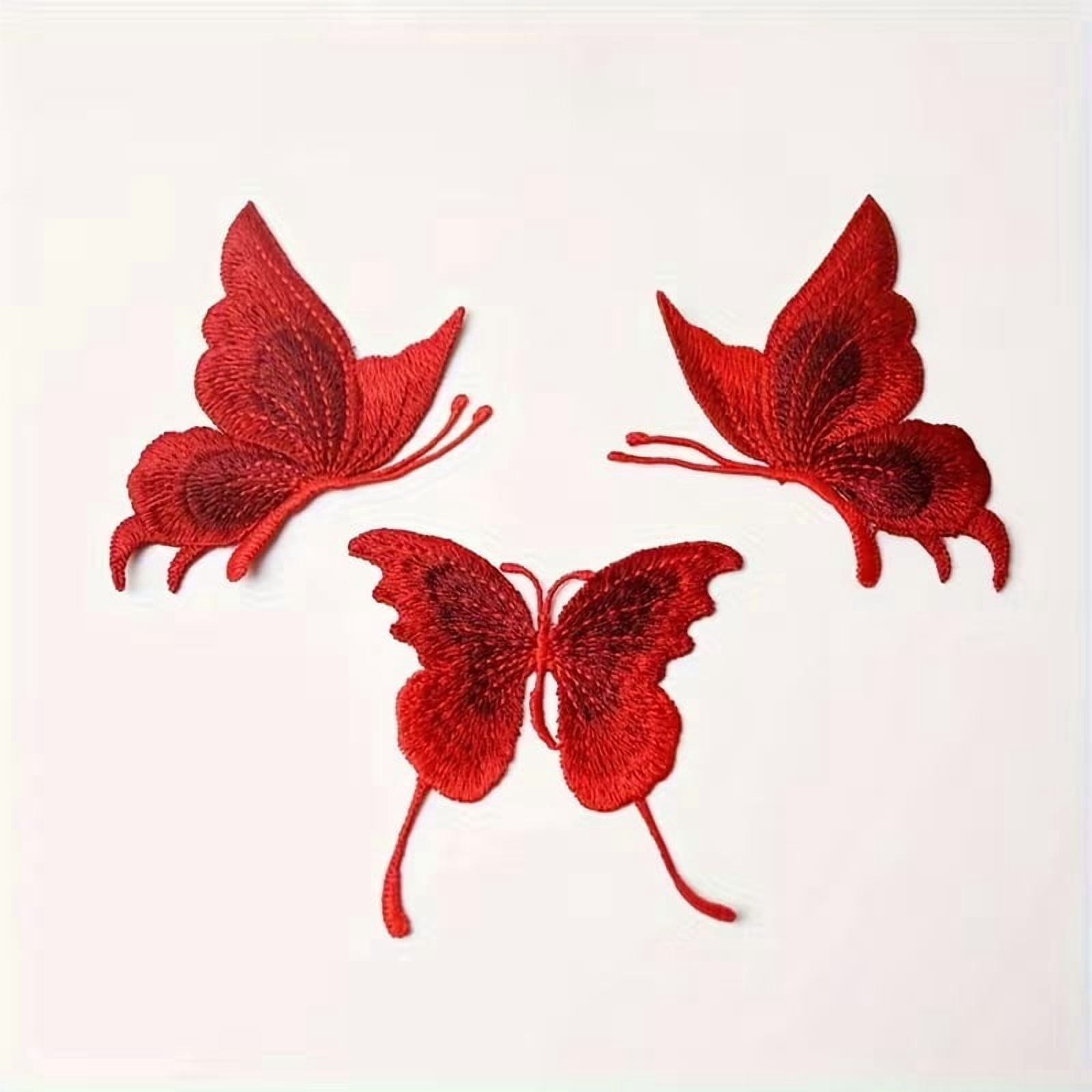 3 Pieces Water-Soluble Embroidered Butterfly Cloth Stickers - Decorative Patches for Crafting and DIY Projects
