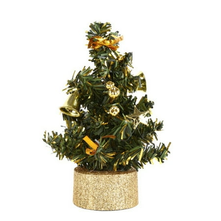 5.9 Inch Tabletop Christmas Tree,Artificial Mini Xmas Pine Tree Ornaments Christmas Decoration Tree Decors,Gold