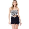 thumbnail image 3 of Made by Olivia Women's Sexy Frill Knot Front Knit Strapless / Strap Tube Crop Top, 3 of 6