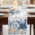 thumbnail image 3 of Table Runners 90 Inches Long Dress Scarves, Blue Starfish Coastal Farmhouse Coffee/Dining/Kitchen Table Runner for Living Room, Eucalyptus Summer Nautical Shell Wooden 13x90 Inch, 3 of 9
