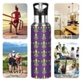 thumbnail image 7 of Yayeee 20oz Insulated Water Bottle Double Wall Stainless Steel with Flip Straw Lid, Gold and Green Floral Pattern, 7 of 7