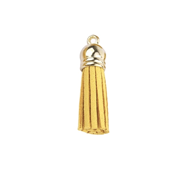 Matsuzay 10 piezas de dijes de llavero, suministros exquisitos para encontrar, accesorios artesanales, componente de borla pequeña artesanal Artesanía Amarillo oscuro