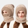 thumbnail image 1 of Pasamontañas de invierno 3 en 1 con forro polar, bufanda y mascarilla | Tejido resistente al viento y cálido para mujer, 1 of 6