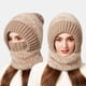 thumbnail image 1 of Pasamontañas de invierno 3 en 1 con forro polar, bufanda y mascarilla | Tejido resistente al viento y cálido para mujer, 1 of 6