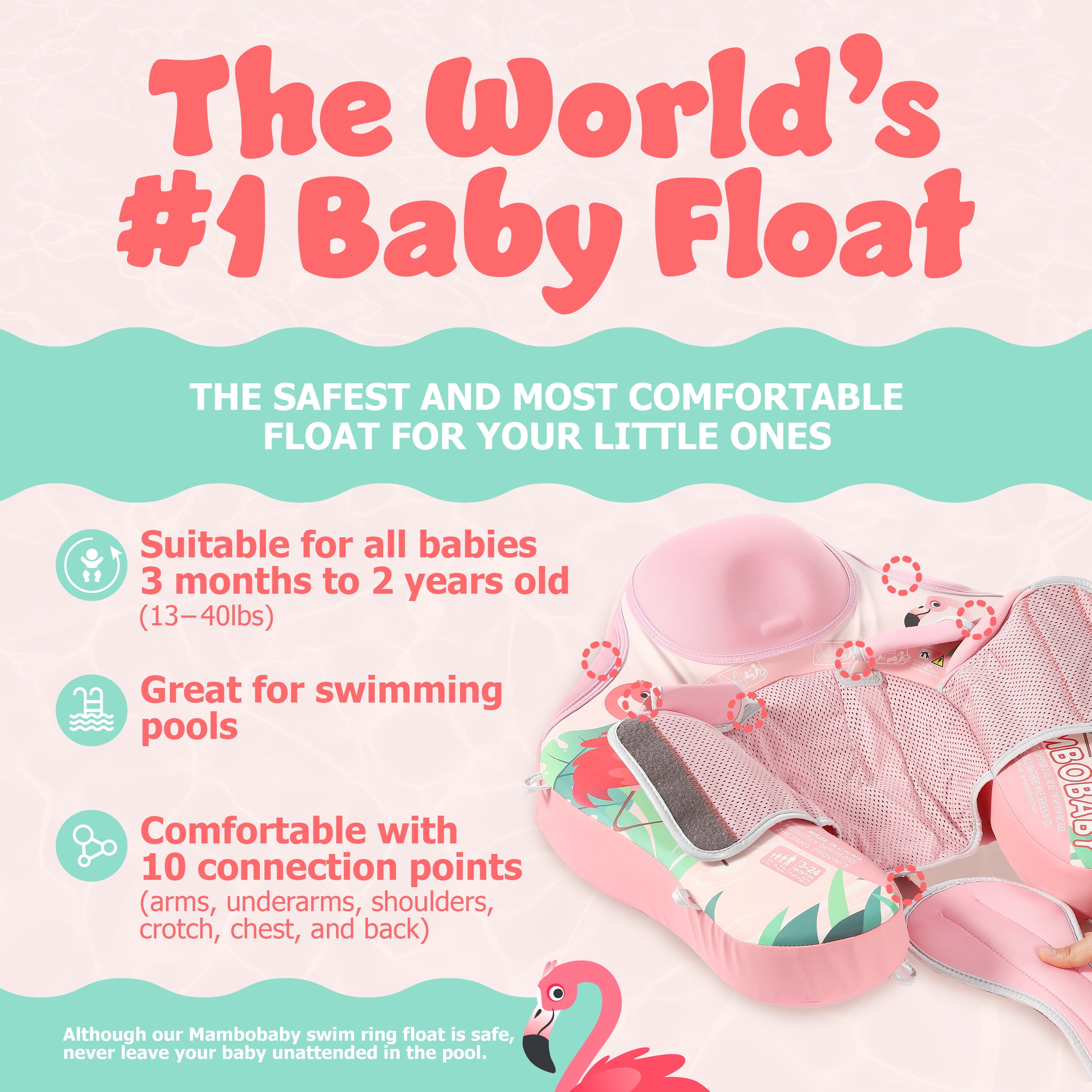 Mambobaby Baby Pool Float with Canopy- Pink