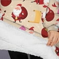 thumbnail image 3 of Oversized Wearable Blanket Hoodie,Beige Christmas Santa Pattern Sherpa Blanket Hoodie with Super Pockets,Super Warm Fuzzy Pullover for Women & Men, 3 of 6