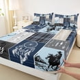 thumbnail image 3 of Homewish Rustic Horse Animal Twin Sheet Sets, Hippie Sheep Skeleton Twin Fitted Sheet, Southwestern Flat Sheet, Grey Blue Lightweight Room Decor, 3-Piece, 3 of 7
