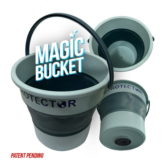 Bucket, magnetic bin, foldable bucket, collapsible, multi-purpose can, trash can