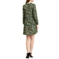 thumbnail image 3 of INSPIRE CHIC Robe Florale à Manches Longues Col en V Taille Cintrée Demi-Patte de Boutonnage pour Femmes P Vert Foncé, 3 of 6