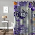 thumbnail image 2 of Orinice Blue Flower Butterfly Shower Curtain Floral Wildflower Vintage Botanical Wildflower Herb Spring Boho Modern Minimalist Rustic Farmhouse Fabric Bath Curtain with Hook 36x72, 2 of 7