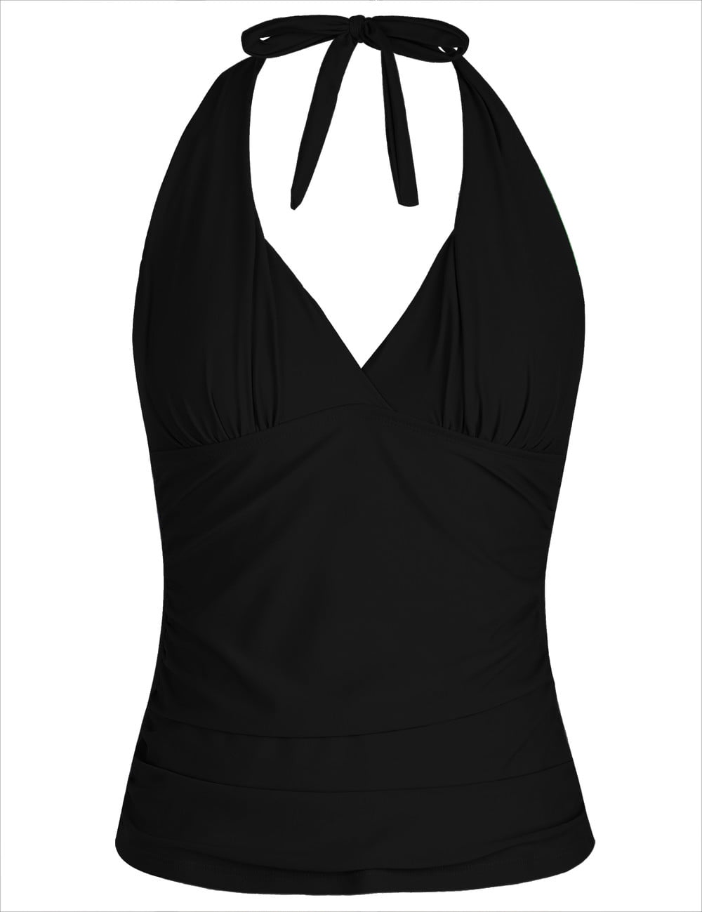 Hilor Womens Swimsuit Top Plunging V Neck Halter Swim Tops Shirred Tummy Control Tankini Top