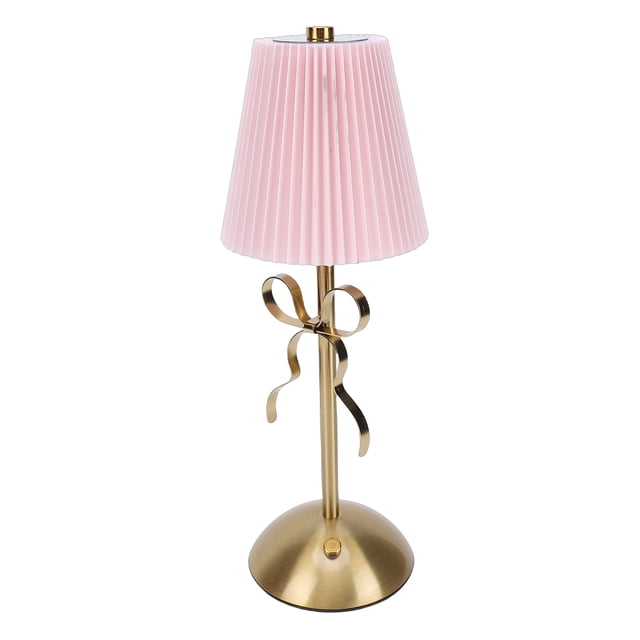 Lámpara De Mesa Pequeña Lazo, Lámpara De Mesa Plisada Recargable, Linda Pantalla Tela Decorativa, Lámparas Inalámbricas Escritorio, Luz LED Para Mesita Noche Para Dormitorio