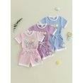 thumbnail image 3 of Loicainy Toddler Baby Girl Summer Waffled Clothes Set 9 12 18 24 Months 2T 3T 4T 3D Flower Short Sleeve Round Neck Tops Elastic Waist Shorts Outfit, 3 of 9