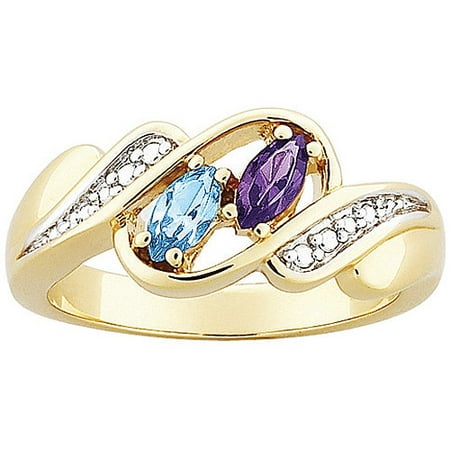 birthstone ring couple marquise accent tone personalized