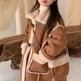 thumbnail image 5 of Otqutp 1-10 Years Girl's Suede Lined Shearling Oversized Long Jacket Coat Girl's Winter Coat Windproof Jacket Warm Button Parka Jacket(A,12-24 Months), 5 of 8