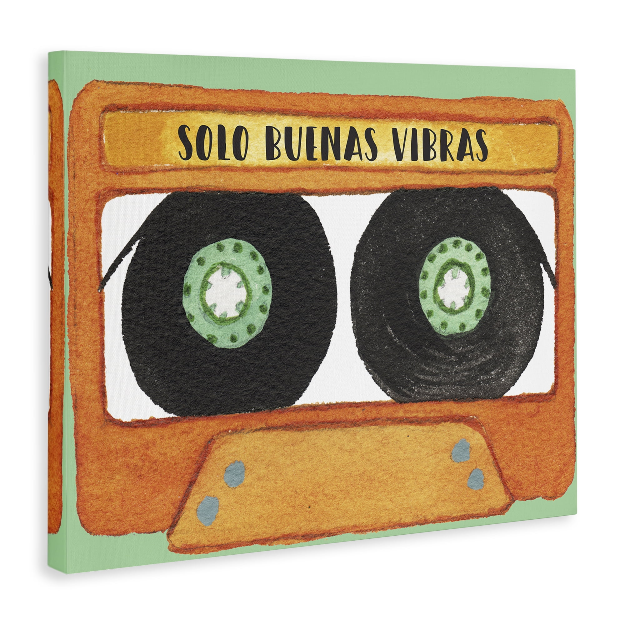 Stupell Industries Solo Buenas Vibras Casete Music Painting Wrapped Canvas Art Print Wall Art, 40 x 30