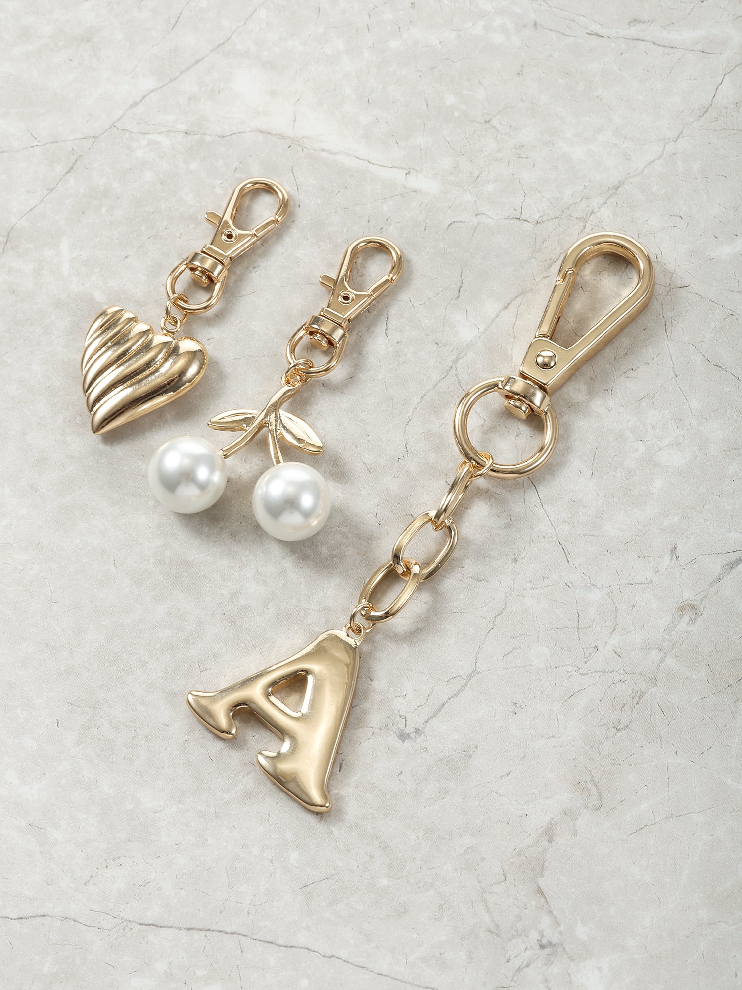 Time and Tru Goldtone Initial Letter Bag Charm Set, 3 Pieces, Letter A