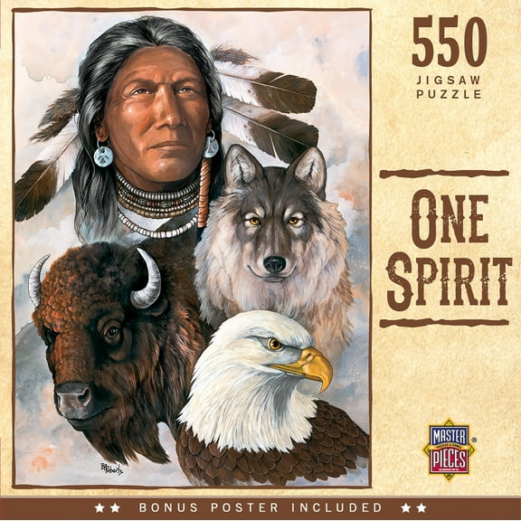 MasterPieces One Spirit 550 Piece Jigsaw Puzzle for Adults - Native American Wildlife Theme